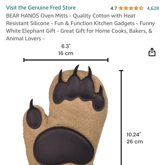 Genuine Fred BEAR HANDS Oven Mitts Heat Resistant Silicone NWT - Picture 10 of 12